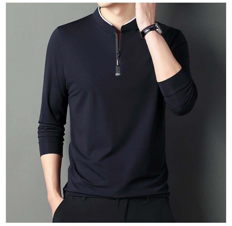 Long Sleeve T - Shirt Men Leisure Young Men Stand Collar Pull