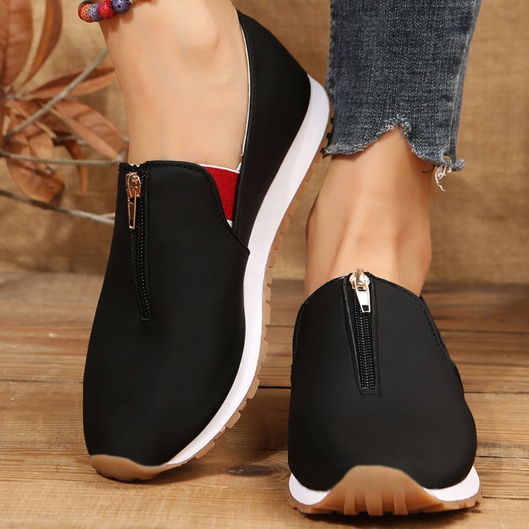 Zip Flats Shoes Comfortable Non Slip Loafers Women