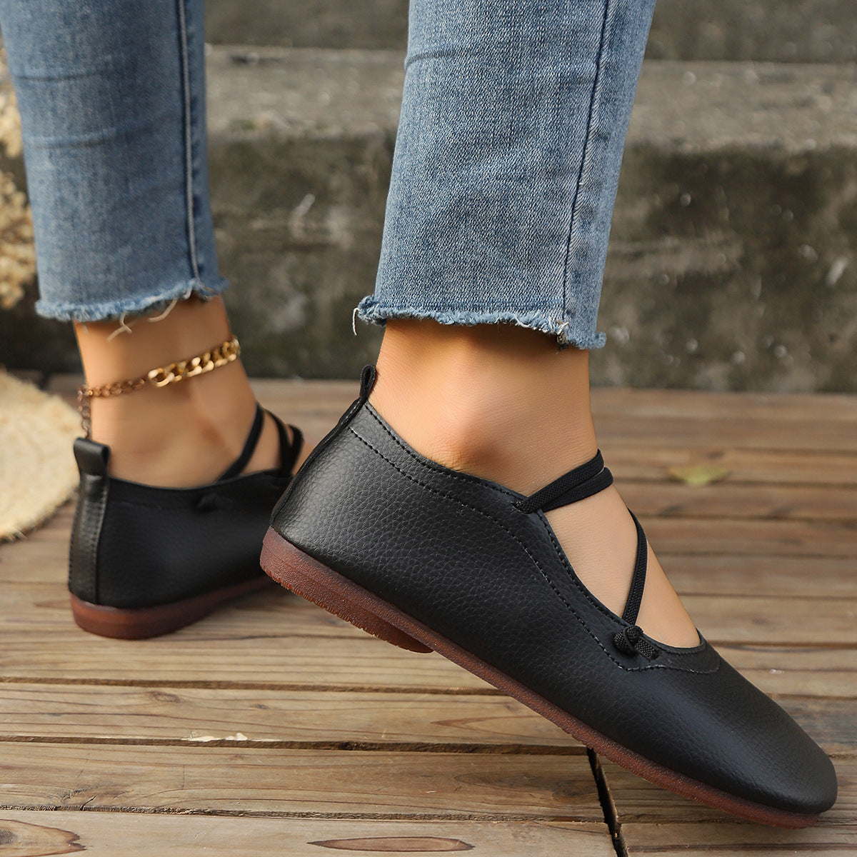 Fashion Square Toe Flats Shoes Shallow Slip-on  Loafers Casual Cozy Shoes