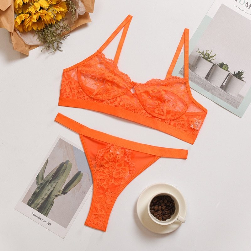 Lace sexy lingerie set without steel ring