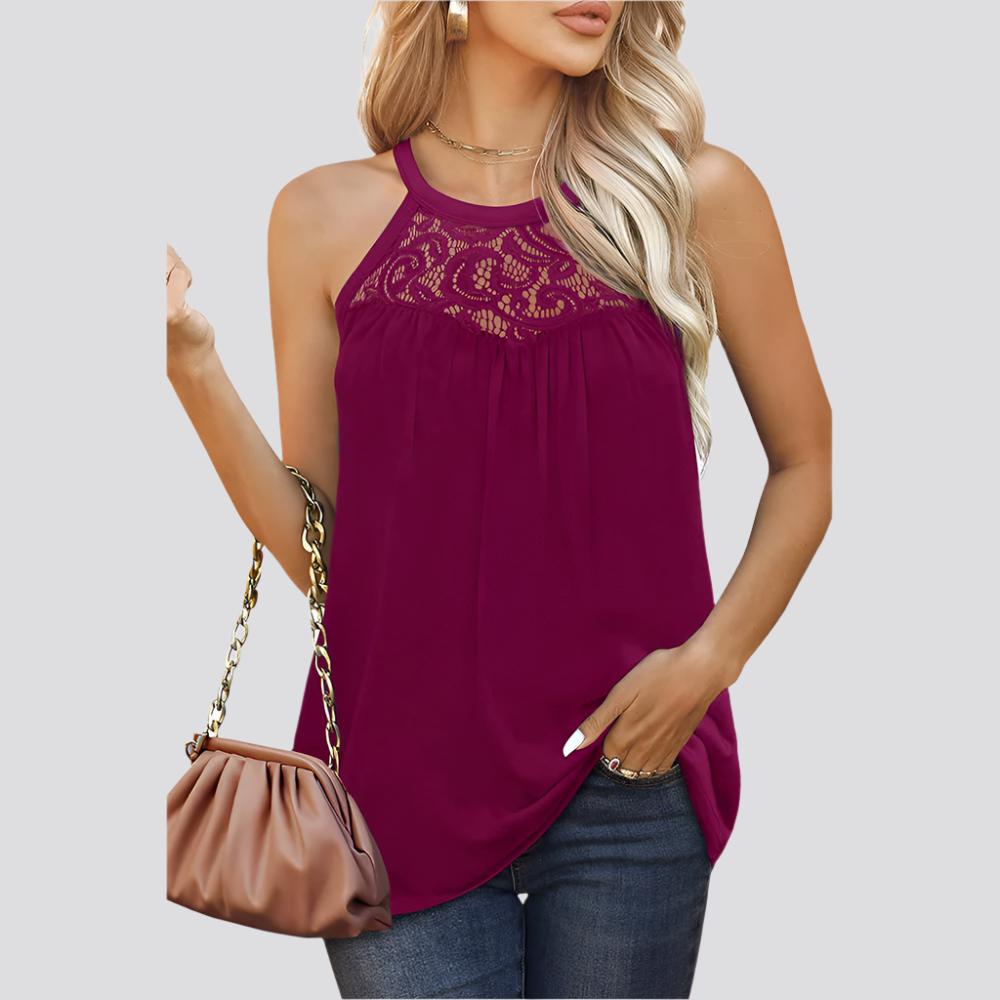 Womens Tank Tops Loose Fit Summer Lace Halter Tops Sleeveless Shirts