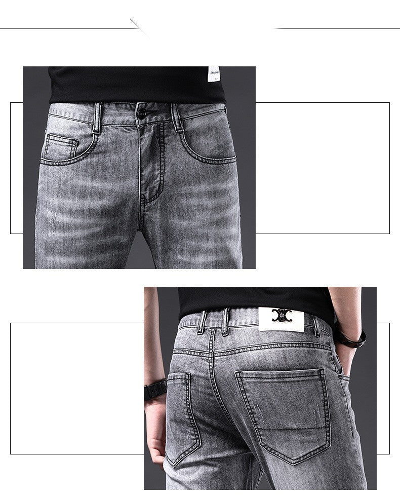 Jeans Men's Summer Thin Fit Straight Sleeve