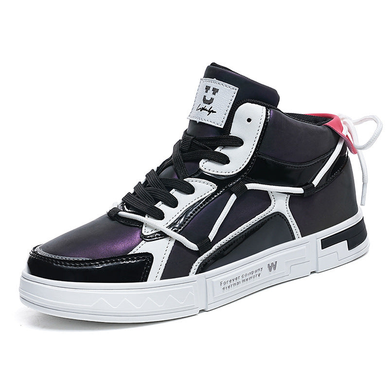 High-top Color Matching Lace Up Casual Sneakers