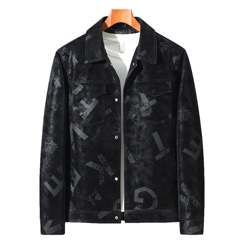 Spring And Autumn Thin Men's Lapel Leather Jacket