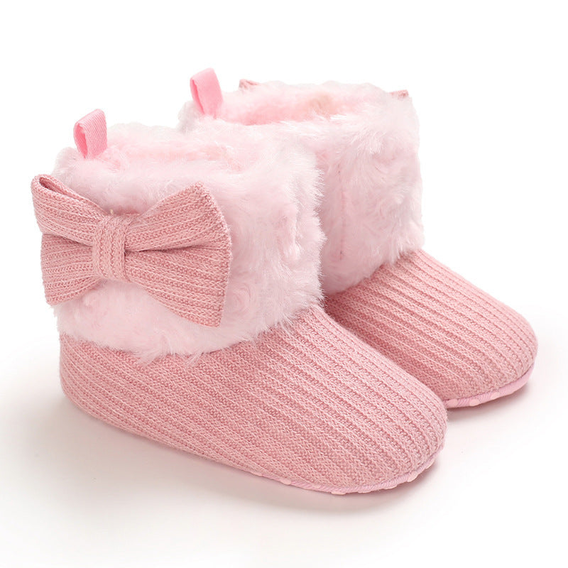 0-1 Years Old Men And Women Baby Snow Boots Bow Knitted Babies' Shoes