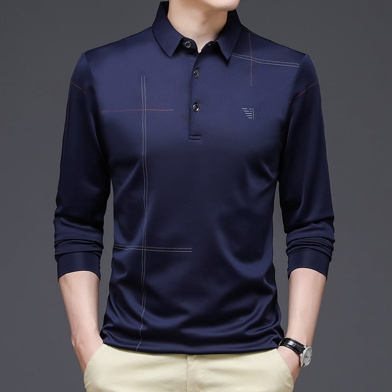 Autumn New Long-sleeved Polo Shirt Men's Business Gentleman Casual Polo Collar Long-sleeved T-shirt Men's Clothing