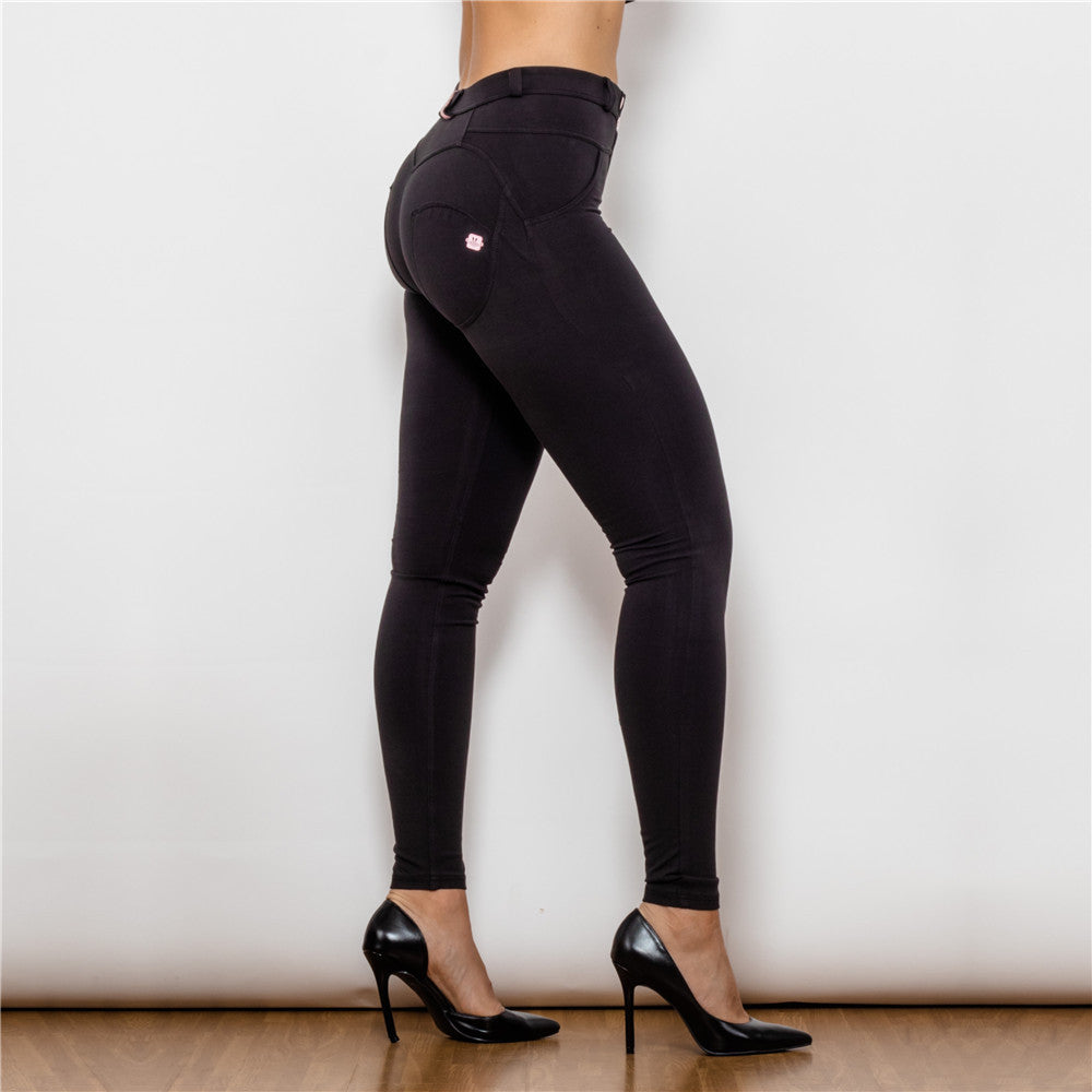 Shascullfites Melody black cotton leggings super skinny women pants push up effect bum lifting leggings